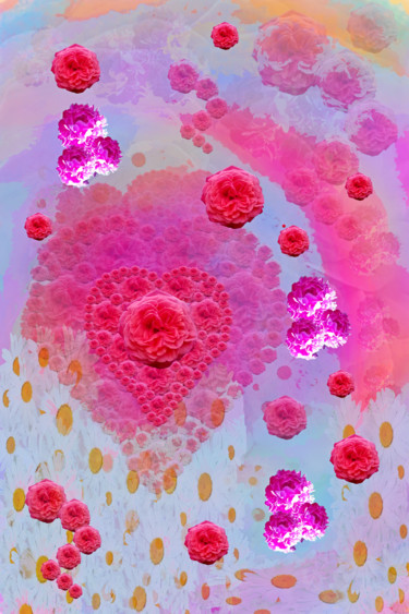 Digital Arts titled "Hearts of roses amo…" by Marina Alexandrova, Original Artwork, 2D Digital Work
