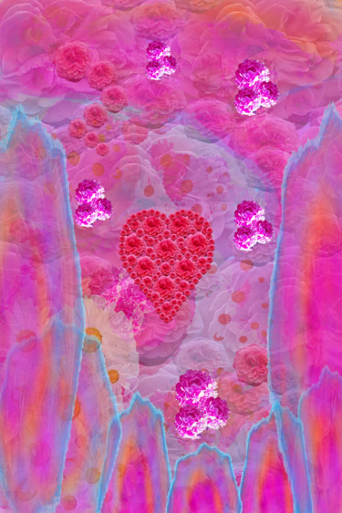 Digital Arts titled "Flowers and stones" by Marina Alexandrova, Original Artwork, 2D Digital Work