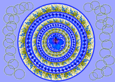 Digital Arts titled "Concentric Floral C…" by Marina Alexandrova, Original Artwork, 2D Digital Work