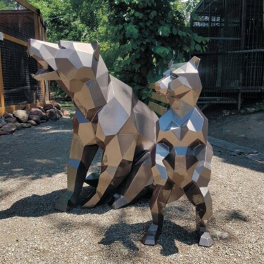 "МЕДВЕДИЦА И МЕДВЕЖОНОК" Sculpture intitulée ""МЕДВЕДИЦА И МЕДВЕЖ…" par Алексей Глушков, Œuvre d'art originale, Métaux