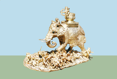 Escultura titulada "Слон и скорпион" por Aleksej Mihajlov, Obra de arte original, Bronce