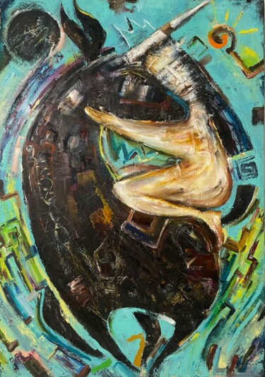 Pintura titulada "Принцесса и олень" por Aleksei Nechiporenko, Obra de arte original, Oleo
