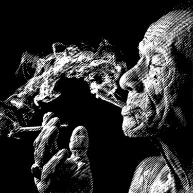 Printmaking titled "⚜️ Smoke Oldman ⚜️" by Aleksei Zhdanov, Original Artwork, Embossing