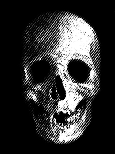 Druckgrafik mit dem Titel "⚜️ Skull ⚜️" von Aleksei Zhdanov, Original-Kunstwerk, Prägung