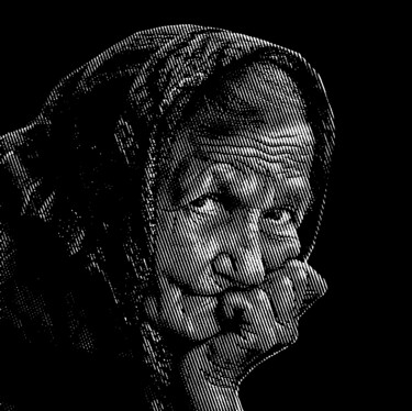 印花与版画 标题为“⚜️ an old woman ⚜️” 由Алексей Жданов, 原创艺术品, 压纹