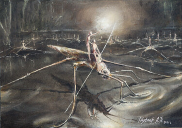 Pond-skater, series - Little People #3 Painting titled "Pond-skater, series…" by Aleksey Gaufler, Original Art, Oil