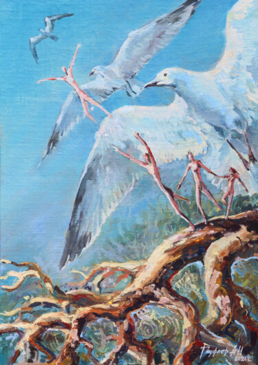 Картина под названием "Freedom, Little Peo…" - Aleksey Gaufler, Подлинное произведение искусства, Масло