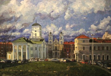 Malerei mit dem Titel "У Минской городской…" von Aleksey Korabelnikov, Original-Kunstwerk, Öl