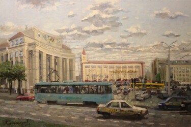 Painting titled "Движение транспорта…" by Aleksey Korabelnikov, Original Artwork, Oil