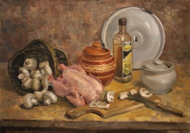 Картина под названием "Готовим суп!" - Aleksey Korabelnikov, Подлинное произведение искусства, Масло