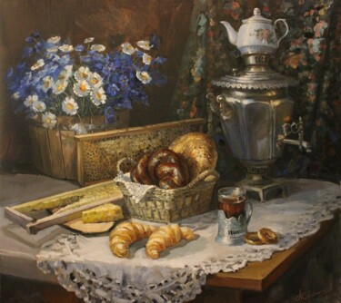 Painting titled "Чайные традиции" by Aleksey Korabelnikov, Original Artwork, Oil