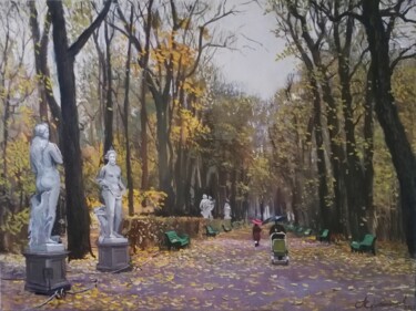 Malarstwo zatytułowany „Осень в Летнем саду” autorstwa Aleksey Korabelnikov, Oryginalna praca, Tempera