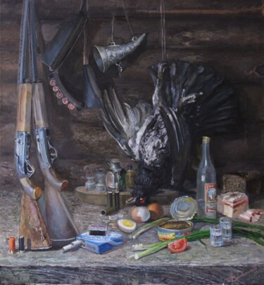 Картина под названием "Натюрморт охотника" - Aleksey Korabelnikov, Подлинное произведение искусства, Масло