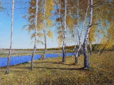Картина под названием "Осенние берёзки" - Aleksey Korabelnikov, Подлинное произведение искусства, Масло