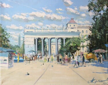 Painting titled "Лето в Парке Горько…" by Aleksey Korabelnikov, Original Artwork, Acrylic
