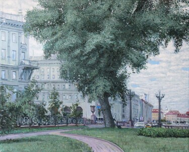 Painting titled "Дерево-старожил в А…" by Aleksey Korabelnikov, Original Artwork, Acrylic