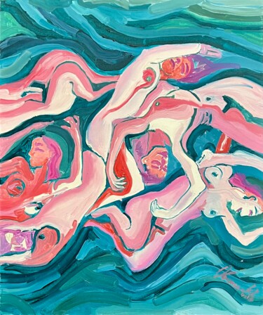 Malarstwo zatytułowany „Ниже по течению реки” autorstwa Aleksey Ovsyannikov, Oryginalna praca, Olej