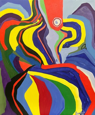 Картина под названием "Девушка в цвете" - Aleksey Ovsyannikov, Подлинное произведение искусства, Масло