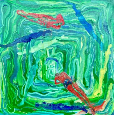 Pintura titulada "Заплыв на 100 метров" por Aleksey Ovsyannikov, Obra de arte original, Oleo Montado en Panel de madera