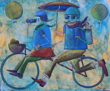 Painting titled "Viajantes" by Alemãoart, Original Artwork, Acrylic