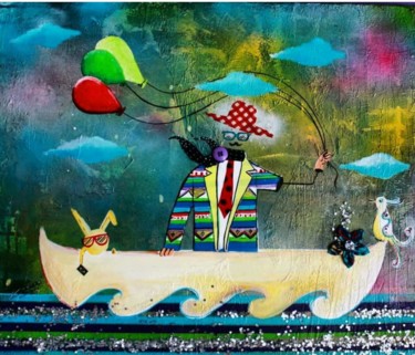 Pintura intitulada "Pescador de Ilusões" por Alemãoart, Obras de arte originais, Acrílico