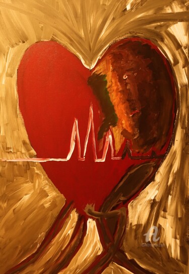 Painting titled "A dying heart" by Alen Gurovic, Original Artwork, Acrylic