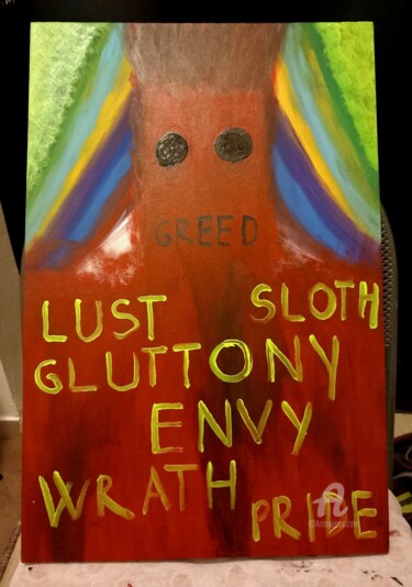 Painting titled "Seven deadly sins" by Alen Gurovic, Original Artwork, Acrylic