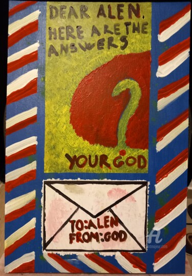 Painting titled "The Letter from God" by Alen Gurovic, Original Artwork, Acrylic
