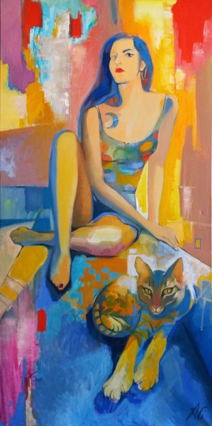 Malerei mit dem Titel "Deux grâces" von Alena Carbonel, Original-Kunstwerk, Öl