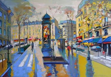 Peinture intitulée "Boulevard de Clichy…" par Alena Carbonel, Œuvre d'art originale, Huile