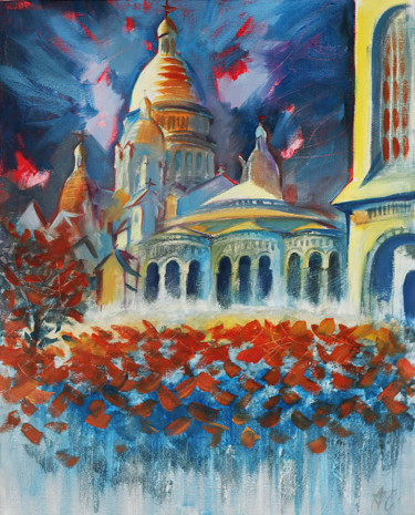 Pittura intitolato "Montmartre - Paris" da Alena Carbonel, Opera d'arte originale, Olio
