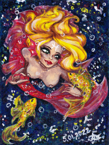 Pintura titulada "Знак зодиака "Рыбы"." por Alena Derr, Obra de arte original, Acrílico