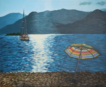 Malerei mit dem Titel "Sonnenuntergang am…" von Alena Drisner, Original-Kunstwerk, Acryl