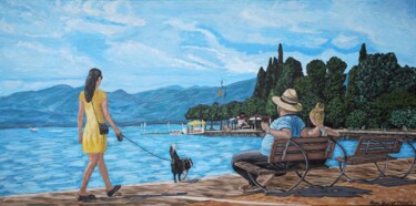 Malerei mit dem Titel "Spaziergang am Garda" von Alena Drisner, Original-Kunstwerk, Acryl