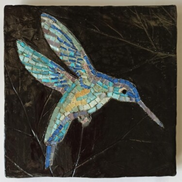 Sculpture titled "Hummingbird in black" by Alena Masterkova, Original Artwork, Mosaic