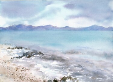 Pintura intitulada "Sea. Bright coast" por Alena Masterkova, Obras de arte originais, Aquarela