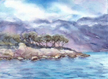 Peinture intitulée "Aegean islands" par Alena Masterkova, Œuvre d'art originale, Aquarelle