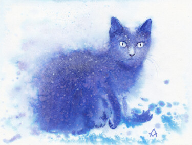 Painting titled "Expectation. Snow c…" by Alena Masterkova, Original Artwork, Watercolor
