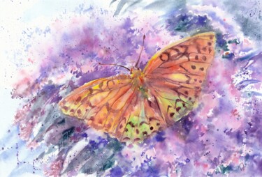 Painting titled "Mother-of-pearl win…" by Alena Masterkova, Original Artwork, Watercolor