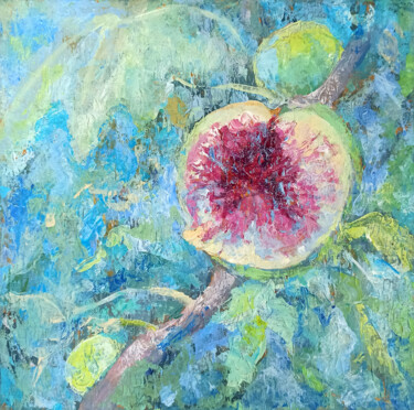 Painting titled "Figs 1" by Alena Masterkova, Original Artwork, Acrylic Mounted on Wood Stretcher frame