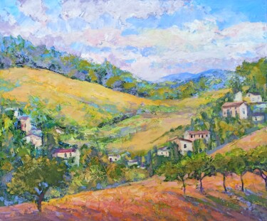 Painting titled "Autumn in Umbria" by Alena Masterkova, Original Artwork, Acrylic Mounted on Wood Stretcher frame