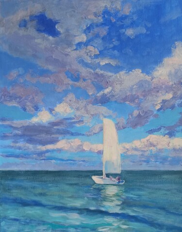 Pintura intitulada "Sail" por Alena Masterkova, Obras de arte originais, Acrílico Montado em Armação em madeira