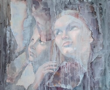 Painting titled "Upwards" by Alena Masterkova, Original Artwork, Acrylic Mounted on Wood Stretcher frame