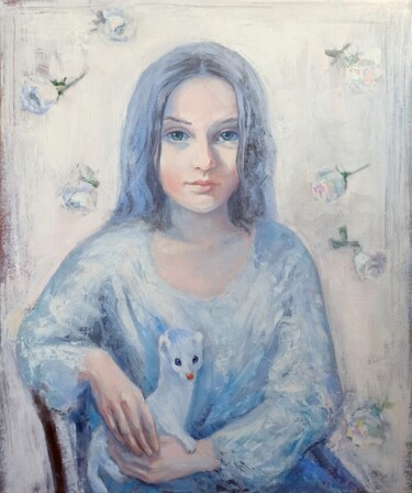 Painting titled "Wild Tenderness" by Alena Masterkova, Original Artwork, Oil Mounted on Wood Stretcher frame