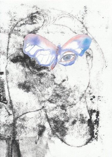 Druckgrafik mit dem Titel "Girls-Butterflies 3" von Alena Masterkova, Original-Kunstwerk, Monotypie