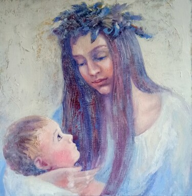 Painting titled "Tenderness" by Alena Masterkova, Original Artwork, Oil Mounted on Wood Stretcher frame