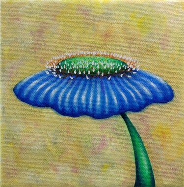 Painting titled "Blue Flower" by Alena Masyutina, Original Artwork, Oil