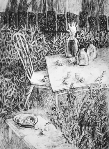 「Конец лета」というタイトルの描画 Алена Михайлова (Eorina)によって, オリジナルのアートワーク, 木炭