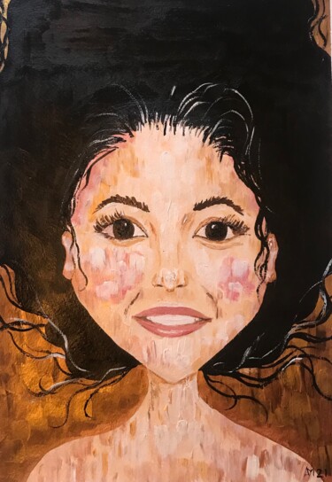 Seda - portrait brunette original painting present interior Картина под названием "Seda - portrait bru…" - Alena Morozova, Подлинное произведение искусства, Акрил