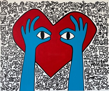 Dessin intitulée "I see love" par Alena Ogden, Œuvre d'art originale, Acrylique